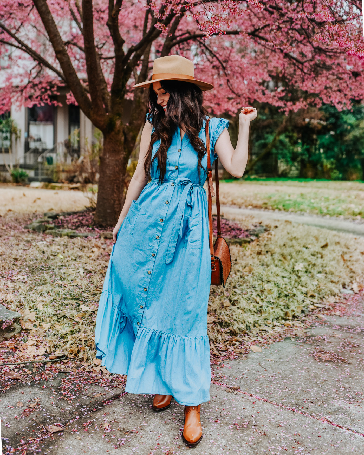 Maxi Dress and Cowboy Boots look styled by top Memphis fashion blog, Lone Star Looking Glass.