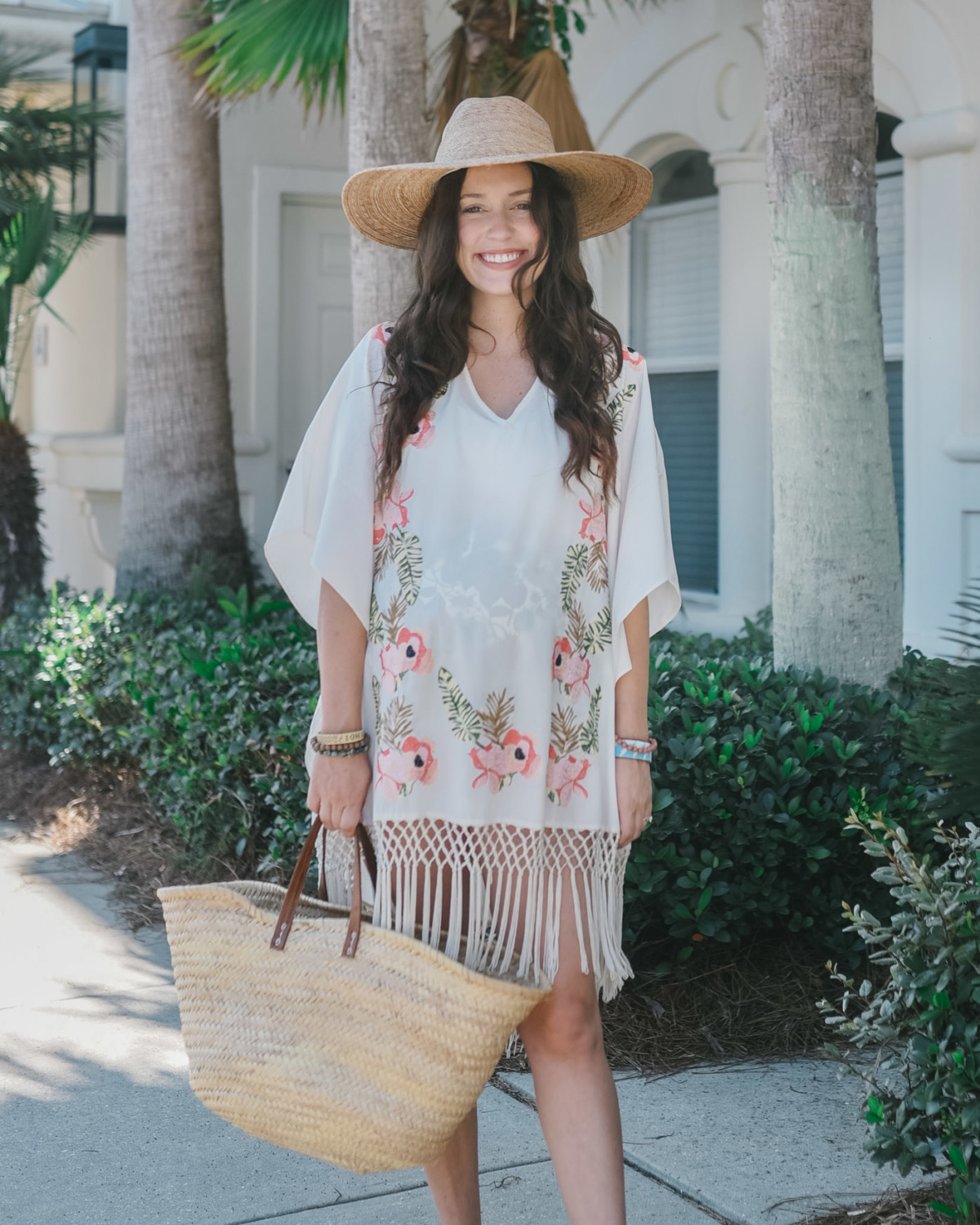 maternity beach swim cover up show me your mumu pink embroidered fringe caftan