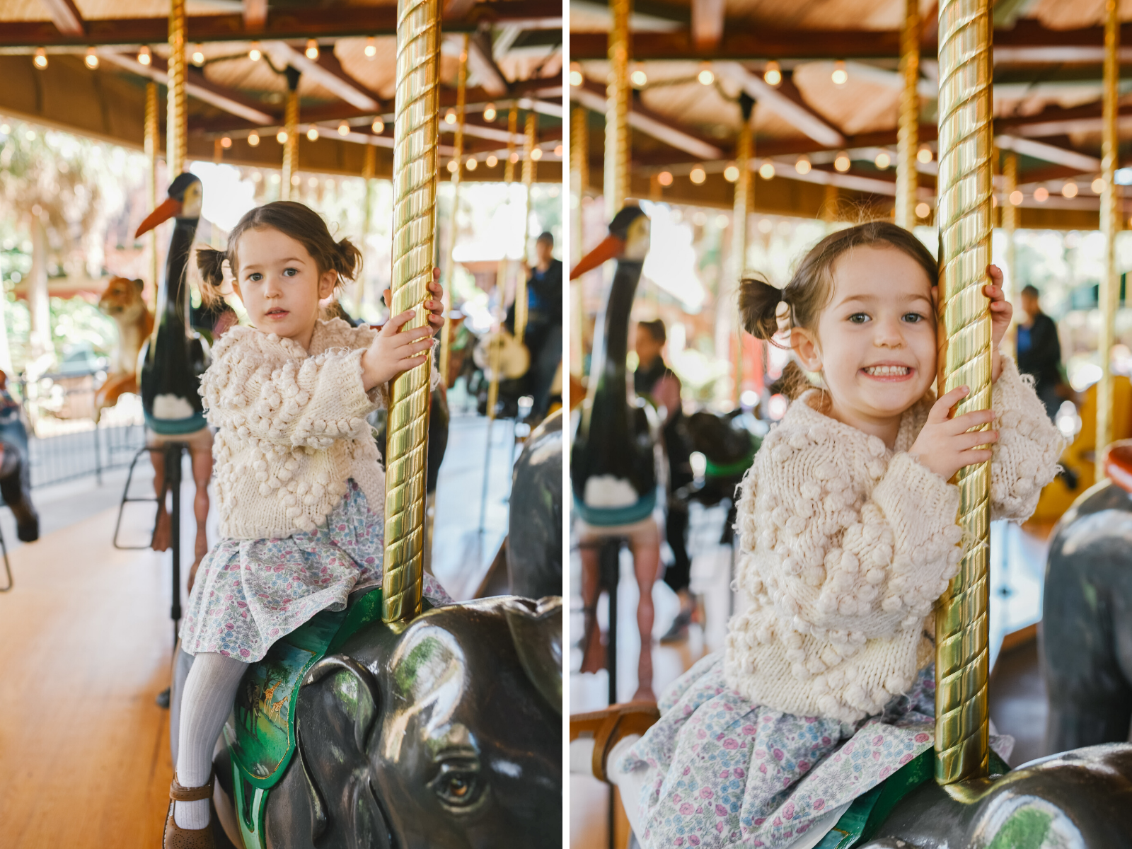 Things to do in Columbia SC by popular Memphis travel blog, Lone Star Looking Glass: image of a little girl riding a carousel at the Riverbanks zoo. 