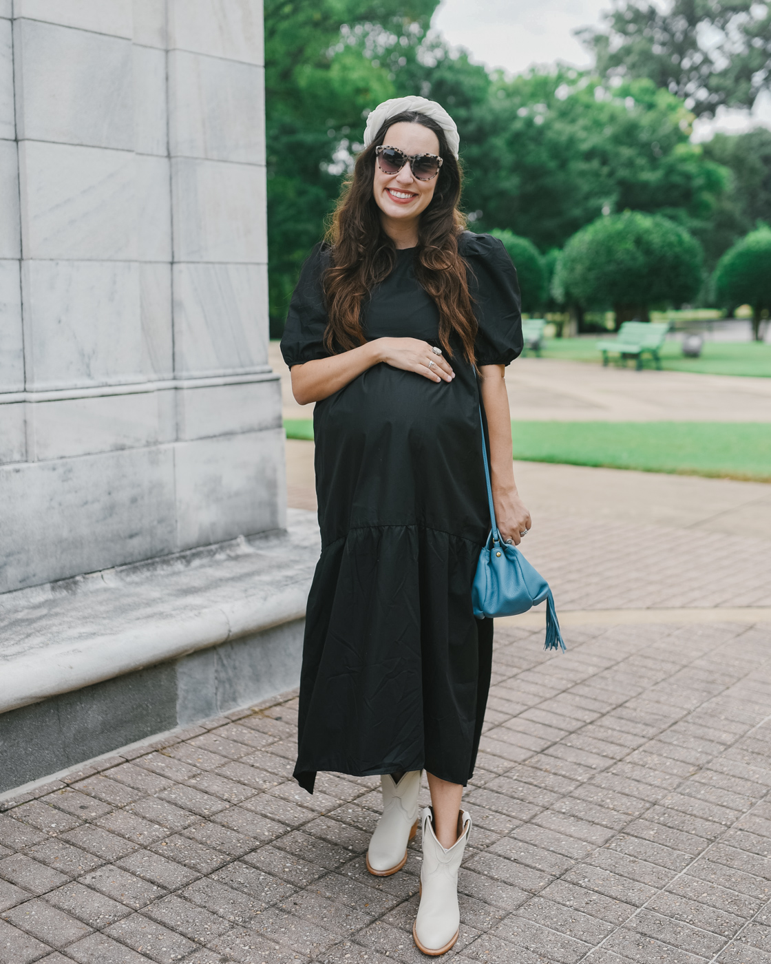 Black dress shop white boots