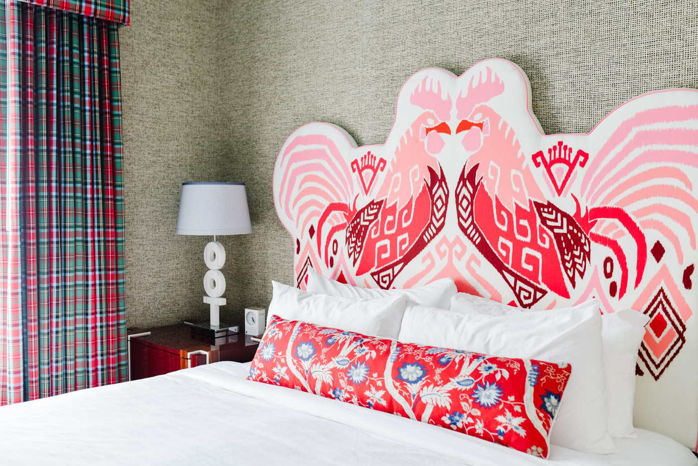 Things to do in Columbia SC by popular Memphis travel blog, Lone Star Looking Glass: image of rooster headboard at the Graduate hotel in Columbia SC.