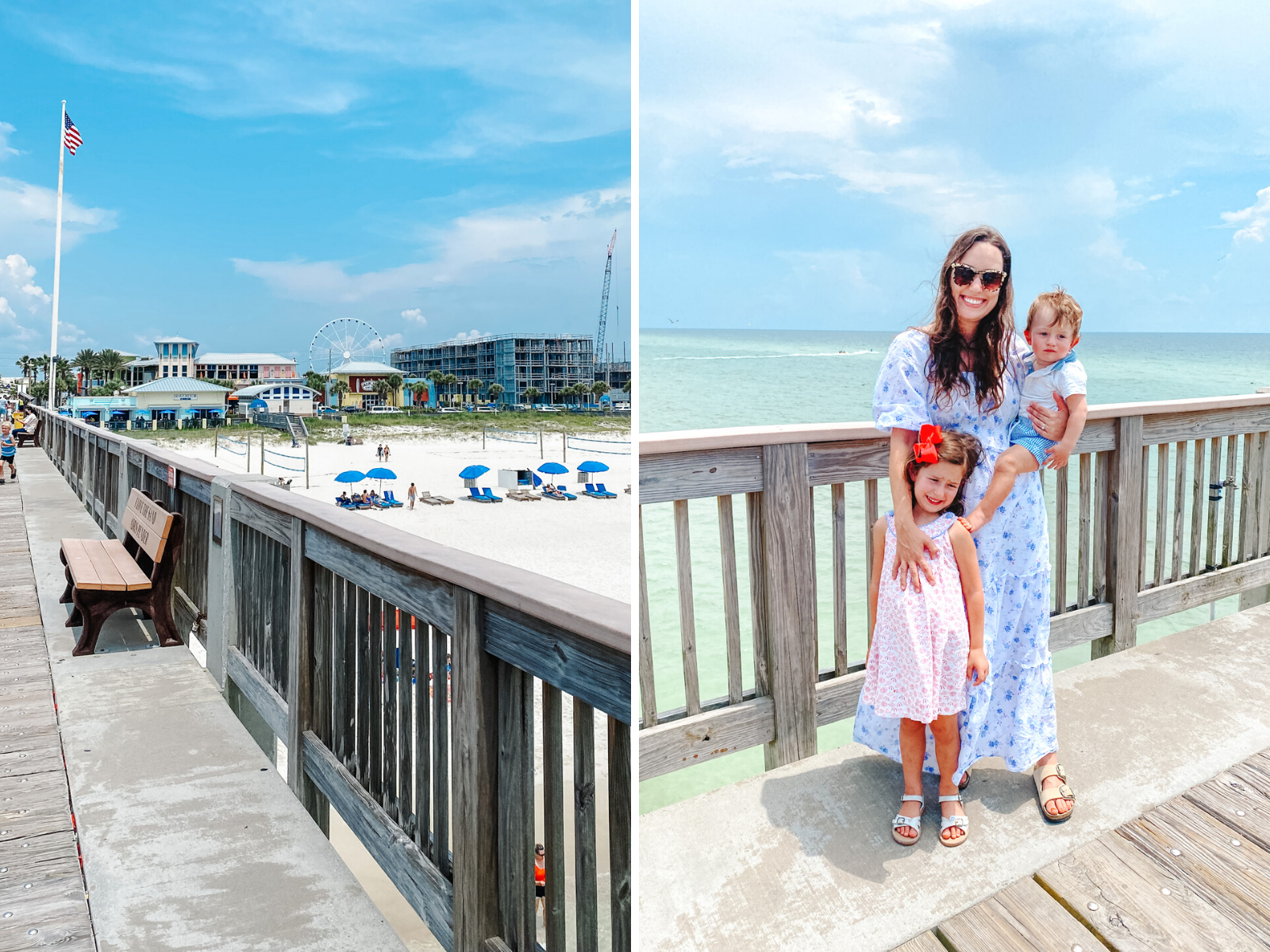 Panama City Beach Attractions by popular Memphis travel blog, Lone Star Looking Glass: image of a mom and her two young kids at Russell Fields Pier. 