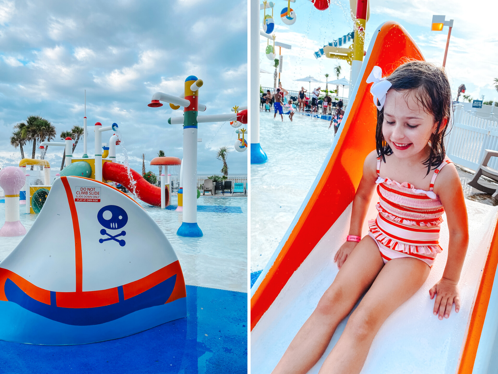 Panama City Beach Attractions by popular Memphis travel blog, Lone Star Looking Glass: collage image of a young girl playing at a waterpark. 