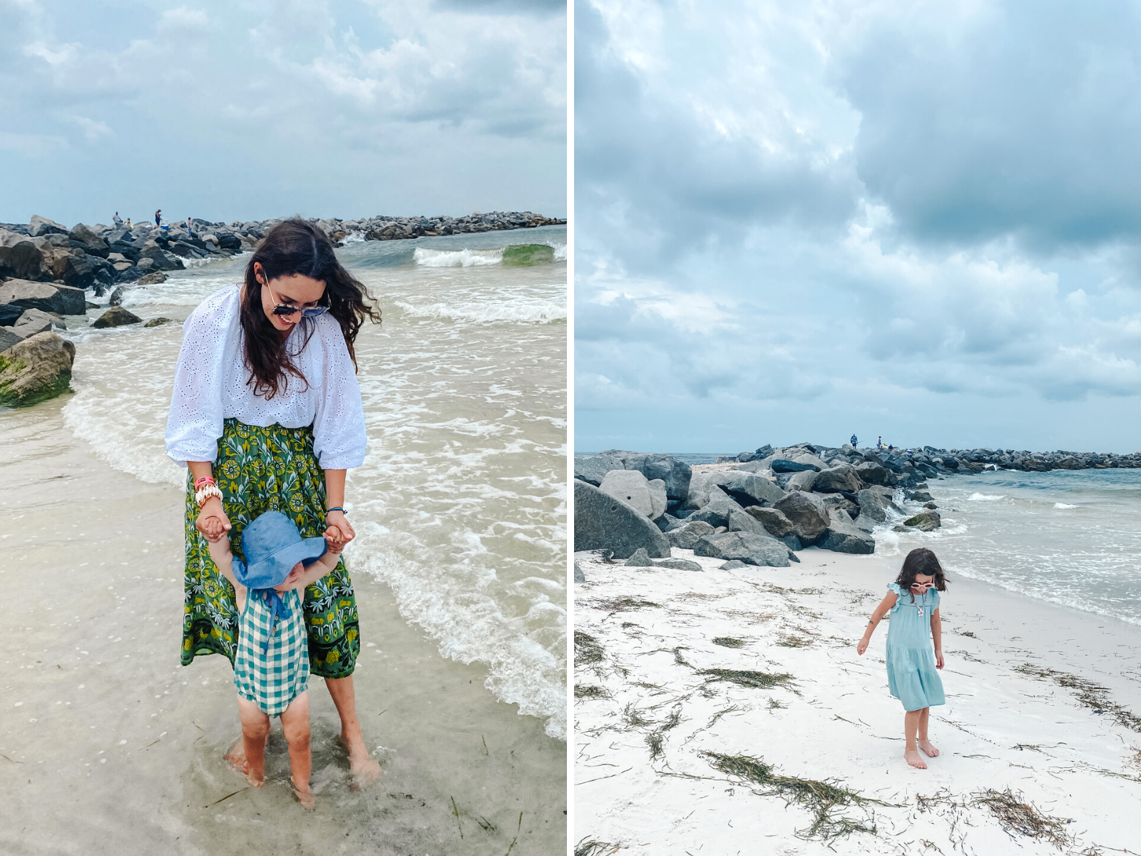 Panama City Beach Attractions by popular Memphis travel blog, Lone Star Looking Glass: collage image of a mom and her young son and daughter on Shipwreck Island. 