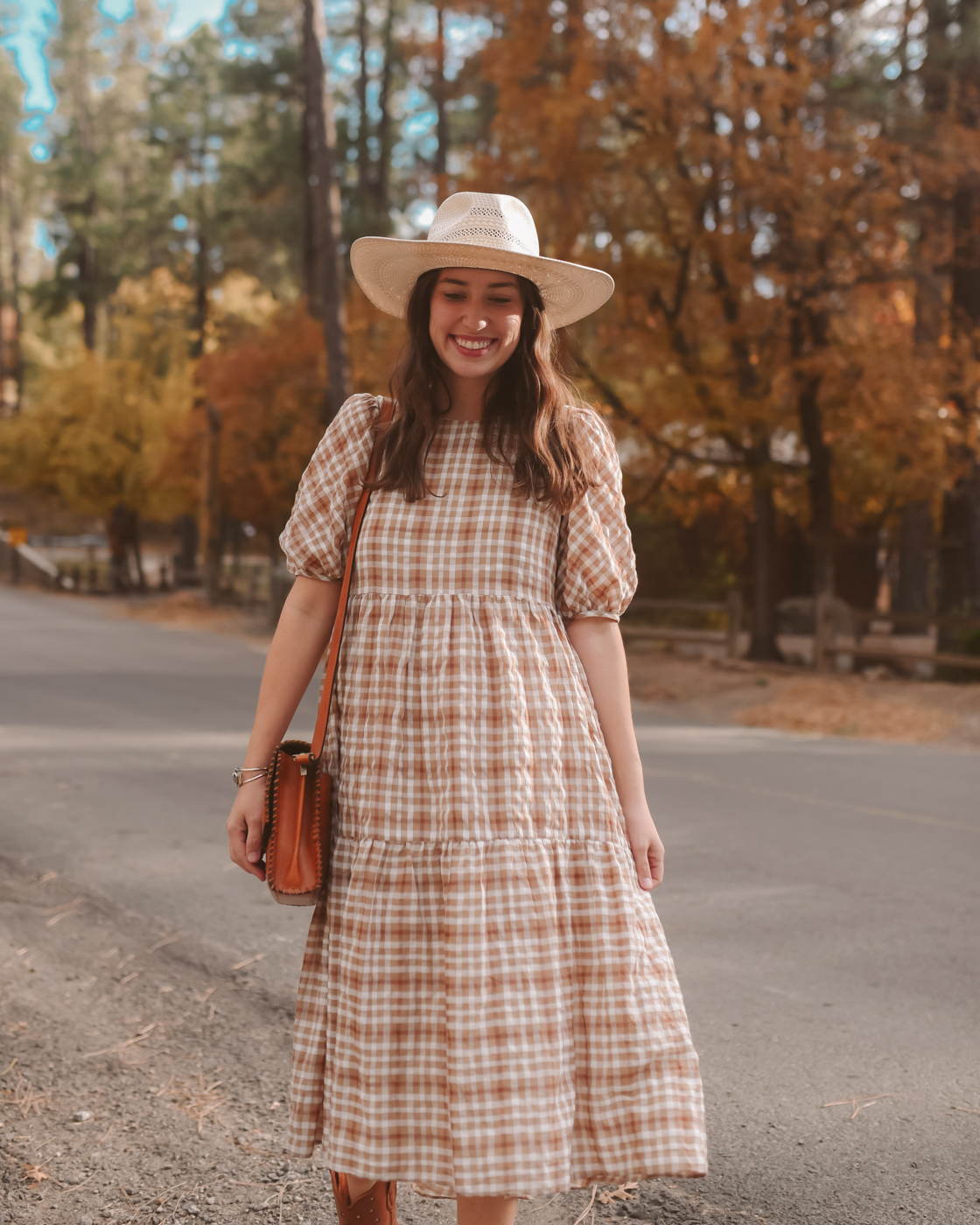 Plaid cheap midi dress