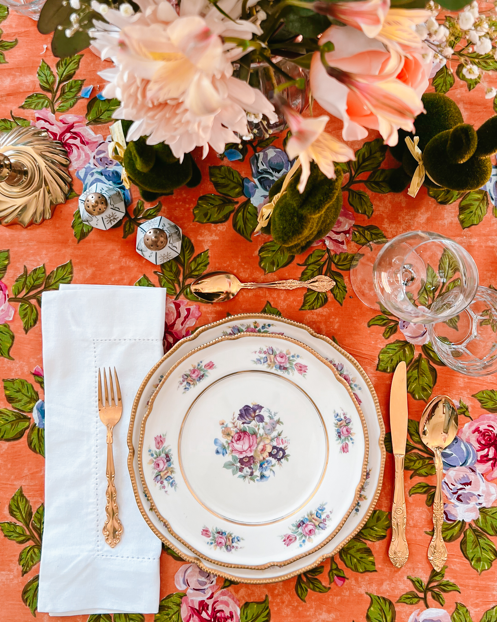 vintage floral china easter table setting