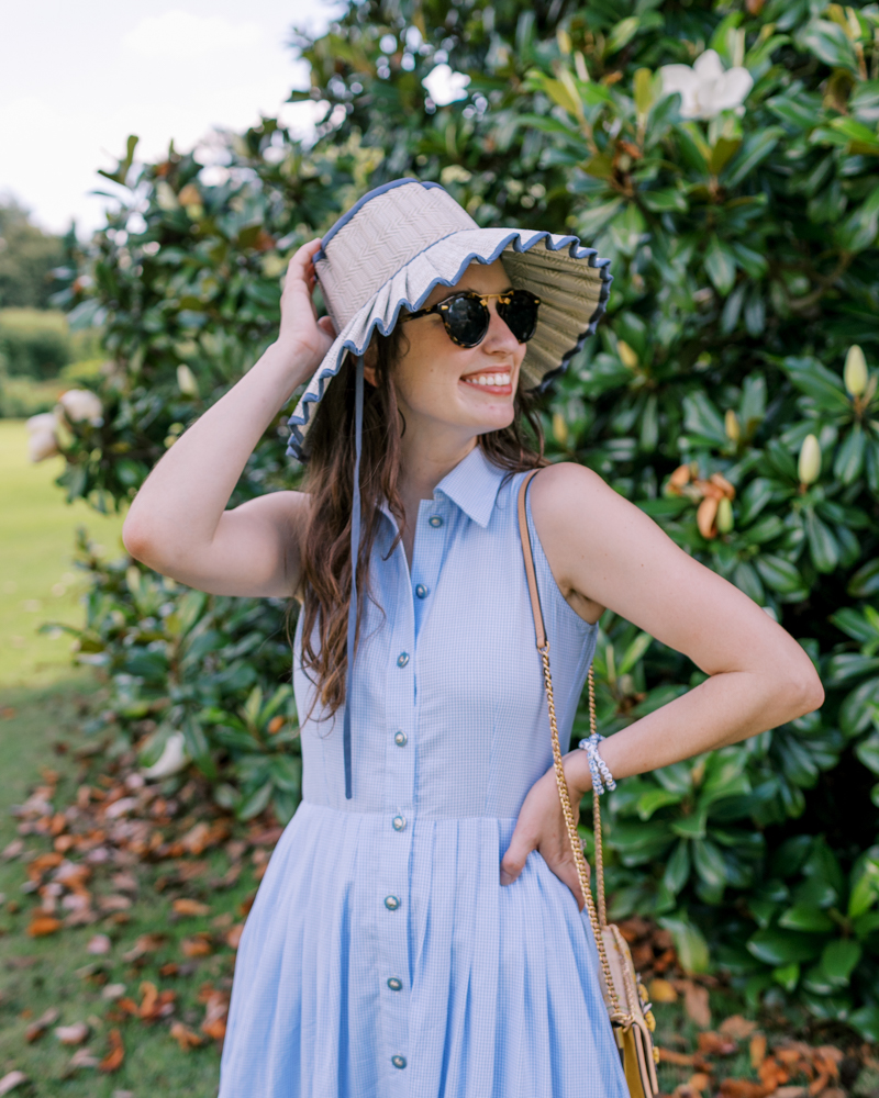 buru shirt dress with a lorna murray capri hat