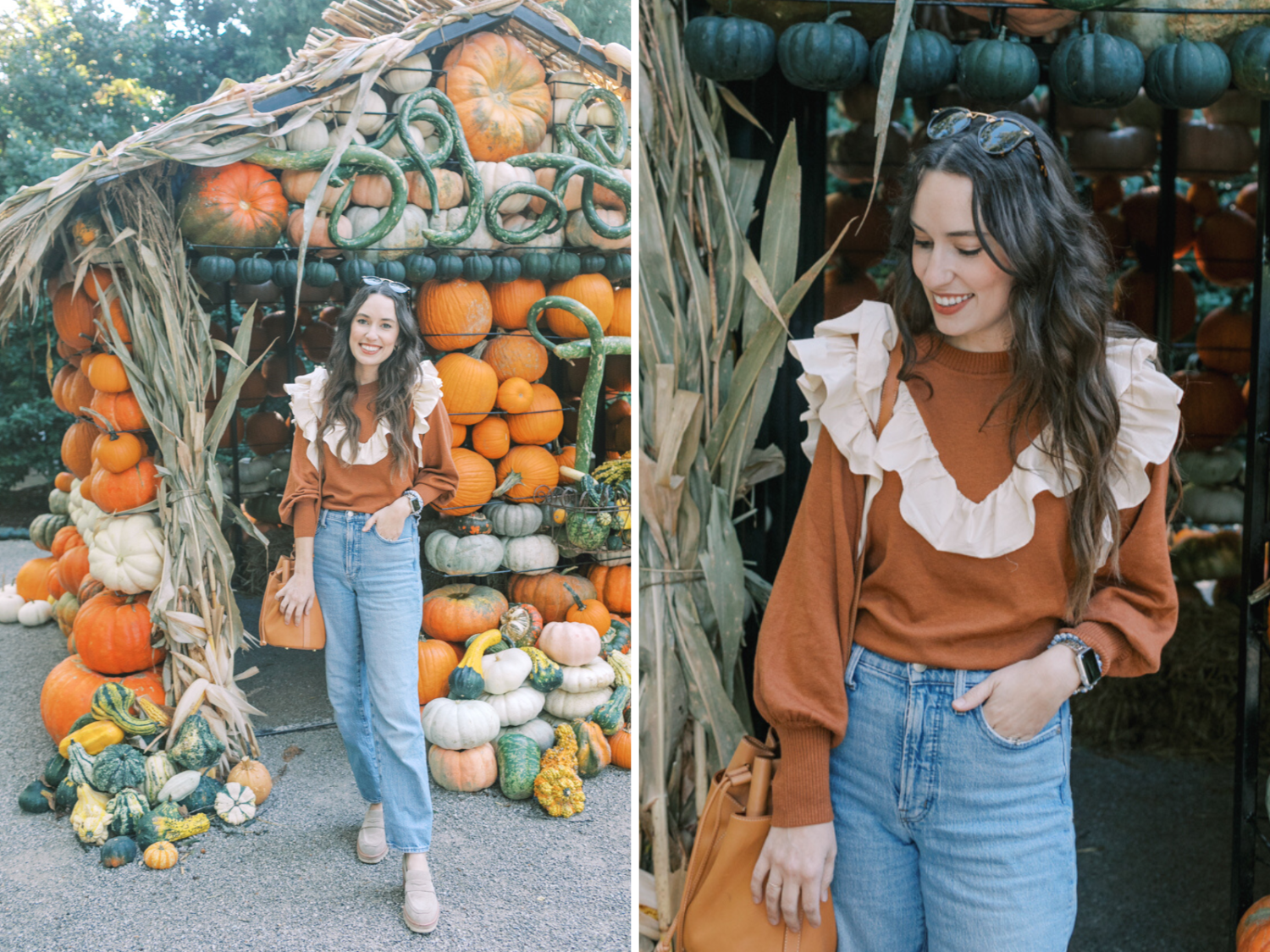 CROSBY Burnt Orange Ruffled Sweater