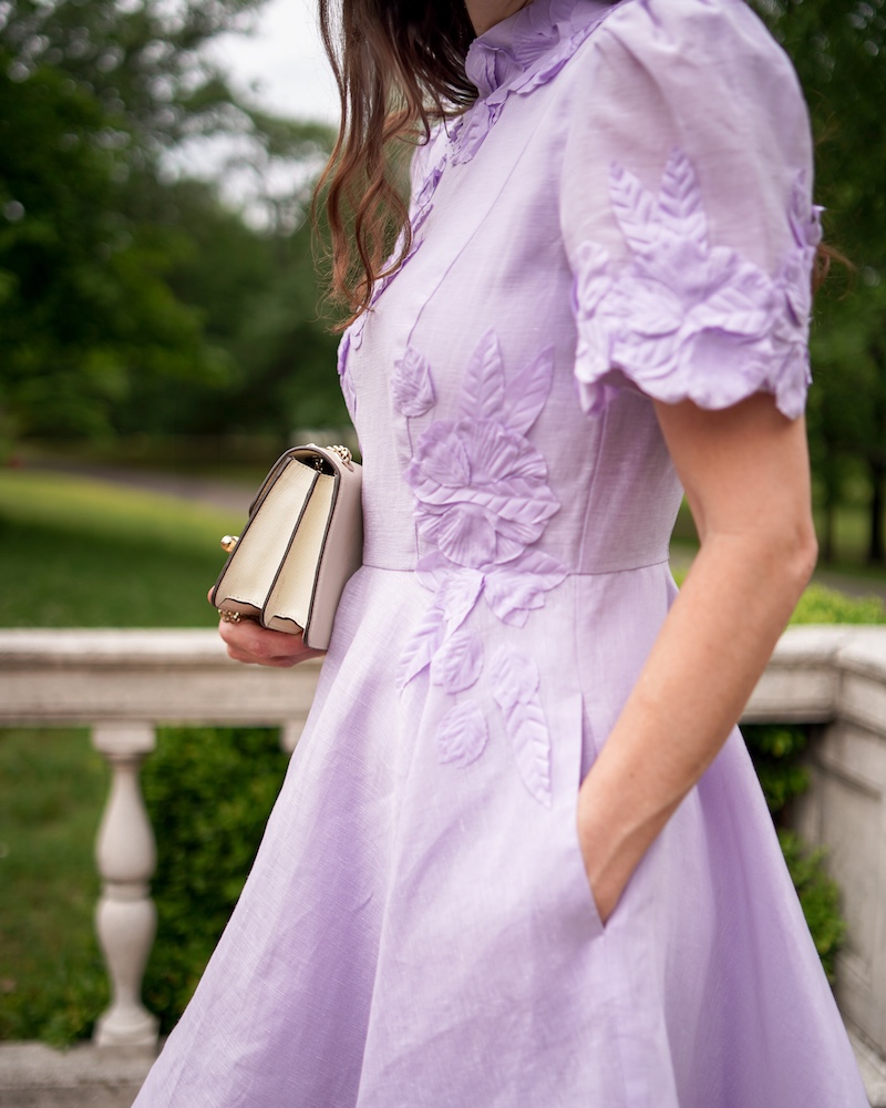 Lavender Antonio Melani floral applique dress for garden party